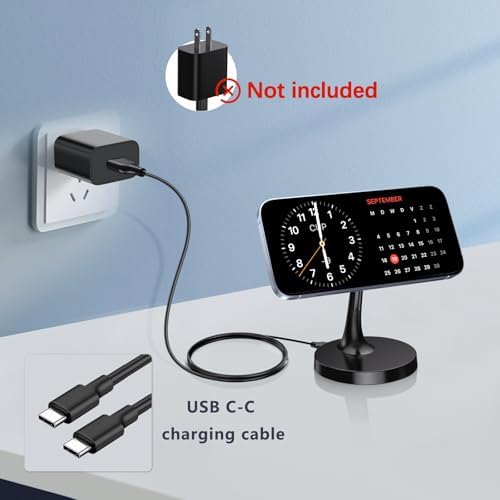 Elevate Your Charging Experience with the 15 W Magnetic Wireless Charger Stand for i Phone 16 Series – Fast Mag-Safe Technology for Seamless Device Compatibility & Secure Power Boosts for Air Pods – Sleek Design with Safety Features for Home & Office Use