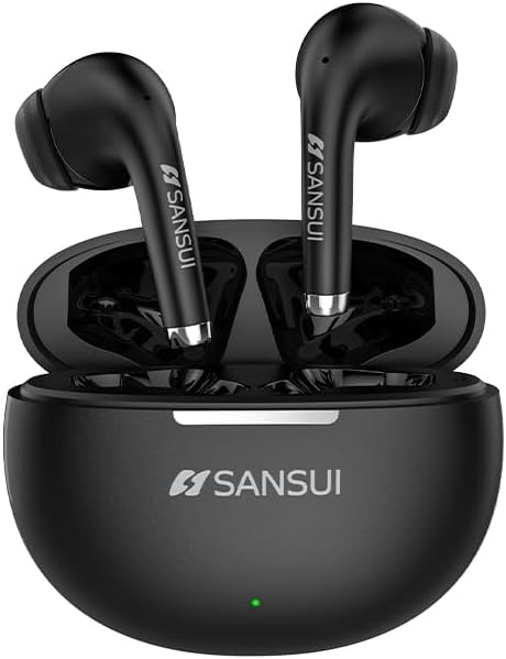 SANSUI W6 True Wireless Earbuds – Cutting-Edge 5.4 Bluetooth Technology with Ultra-Low Latency for Gaming, Immersive Hi-Fi Stereo Sound via 13 MM Drivers, 13 Hours Playtime in Stylish White Charging Case – Ideal for Audiophiles and Competitive Gamers Alike