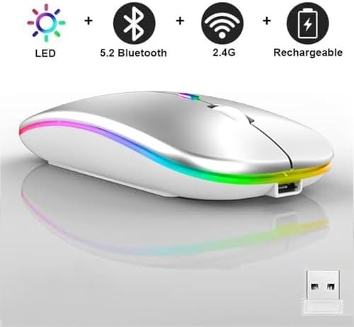 Seamless Productivity with 3 Pack Rosy Glow Red Wireless Bluetooth Mouse – Rechargeable, Silent, and Slim Dual Mode Mice for Laptop, Desktop, i Pad, and Mac – Perfect for On-the-Go Professionals and Students