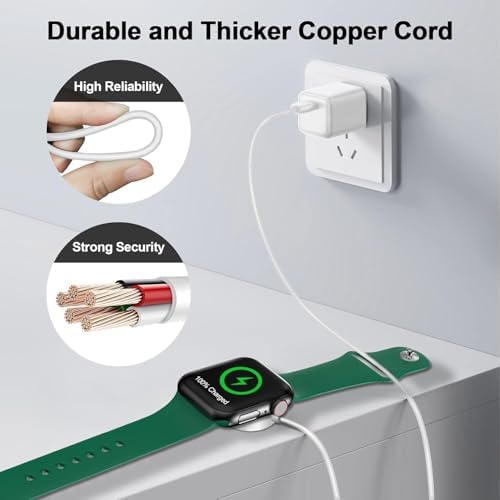 Magnetic Fast Charging Cable for Apple Watch – Portable 1.6 FT Wireless Charger Compatible with All i Watch Series Ultra/10/9/8/7/6/SE/SE2/5/4/3 – Quick Connection & Enhanced Durability for Effortless Charging