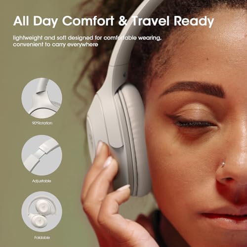 Unleash Your Sound Potential with DOQAUS Over-Ear Bluetooth Headphones – 70-Hour Playtime, Customizable EQ Modes, and Hi-Fi Stereo Sound for Bass Lovers – Perfect for Work, Travel, and Ultimate Comfort with Luxurious Memory Foam Ear Cushions