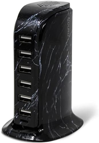 Aduro 40 W 6-Port USB Desktop Charging Hub – Multi-Device Power Station with Smart Flow Technology for Fast Charging i Phones, i Pads, and Smartphones – Sleek, Compact Design for Home and Office Use – Reliable Safety Features Ensure Optimal Device Protection