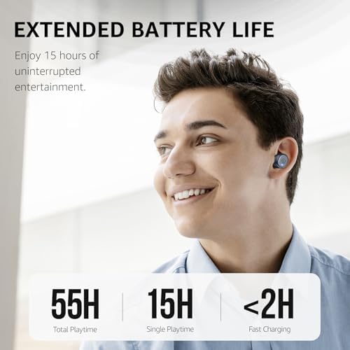 TOZO T10 Wireless Earbuds with Bluetooth 5.3 – Customizable EQ for Personalized Sound, Ergonomic Fit for Ultimate Comfort, 55 Hours Playtime, IPX8 Waterproof Rating, Wireless Charging Case – 2025 Enhanced Audio Experience for Active Lifestyles