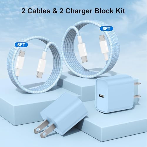 Elevate Your Charging Experience: 20 W USB-C Fast Charging Kit for i Phone 15 & 16 – 2 Pack Wall Adapter with 6 FT Cables – Stylish Pink Design for i Phone 16 Pro Max, 15 Pro Max & i Pad Pro – Enhanced Compatibility & Rapid Power Delivery