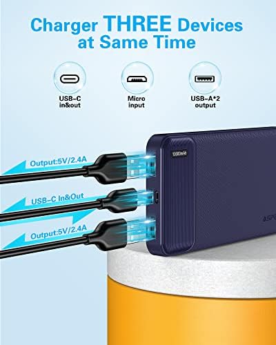 Dual 10,000 m Ah Portable Power Bank Set – Ultra-Slim USB-C Fast Charging Chargers for i Phone, Android, Google Devices – Triple-Port External Battery Pack for Safe, All-Day Use on the Go with Enhanced Compatibility and Lightweight Design