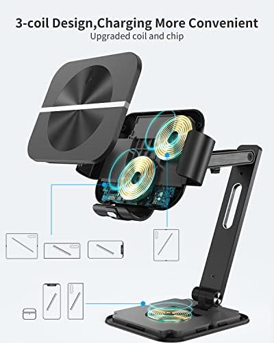 Dual-Function Wireless Charging Station for Samsung Z Fold Series & Galaxy Buds – Premium Aluminium Alloy Fast Charger with 20 W Adapter, Efficient 3-Coil Design for Seamless Charging Experience, Perfect for Home, Office, or Travel