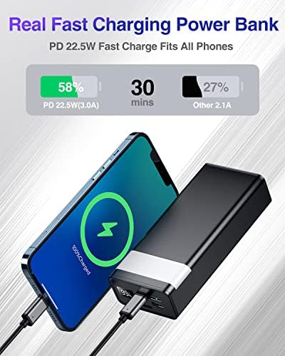 Ultimate 50000 m Ah Portable Power Bank – 22.5 W Rapid Charger with USB-C Connectivity, LED Display, and Built-in Flashlight | High-Capacity External Battery Pack for i Phone 15/14/13/12, Samsung, and i Pad | Ideal for Outdoor Adventures and Daily Use