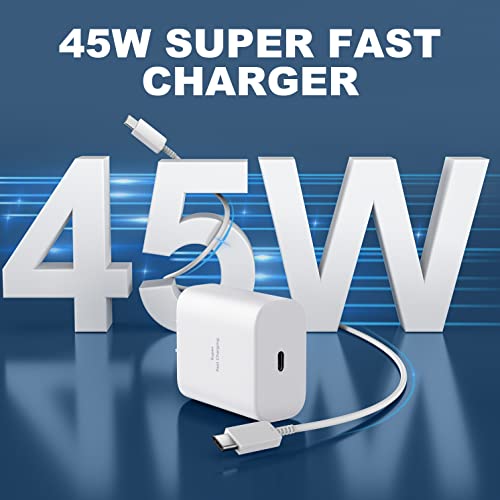 Ultra-Fast 45 W Samsung USB-C Wall Charger with 6.6 FT Cable – Optimal Charging Solution for Galaxy S25 Ultra, S24, S23, S22, Note 10/20 & Tab S8/S7 – Compact Design with Advanced Safety Features for Rapid Device Power-Up