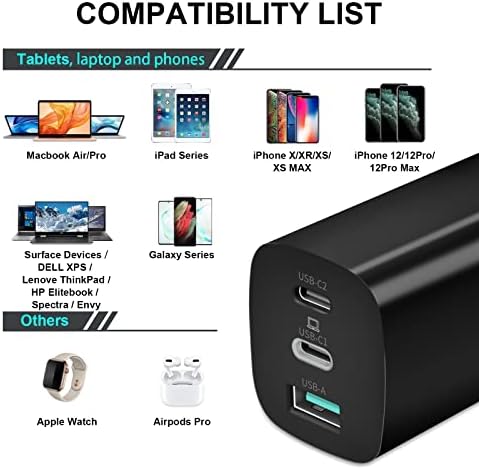 Experience Unmatched Power and Portability with the 65 W Ga N USB-C Charger for Microsoft Surface Devices – Ultra-Compact, High-Speed Charging Solution for Surface Pro, Go, and Laptop Series – Features 6 ft Durable Nylon Cable for Optimal Connectivity – Advanced Multi-Protocol Support Ensures Compatibility with All Your Devices, Including Smartphones and Tablets – Perfect for Home Use and Travel with 50% Size Reduction Compared to Standard Chargers – Enjoy Rapid Charging with Cutting-Edge Ga N Technology – UL Listed for Maximum Safety Assurance – Ideal for Professionals on the Move Seeking Speed and Reliability in a Sleek Black Design – Elevate Your Charging Experience and Enhance Device Performance with This Versatile Charger, Supporting Multiple USB-C and USB-A Protocols for All Your Power Needs.