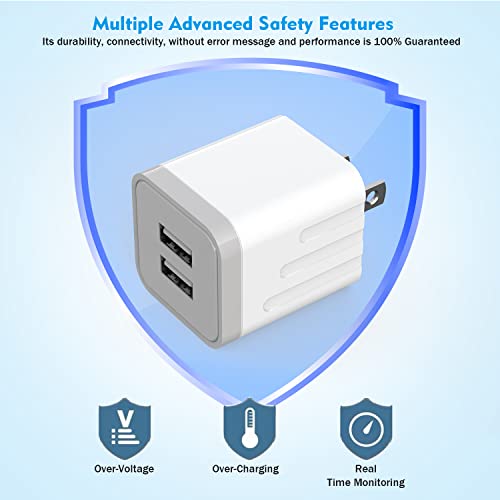 Ultra-Fast i Phone Dual Port Charger Set – 6 FT Lightning Cable & Compact Wall Plug Adapter for i Phone 14, 13, 12, 11 Pro Max, XS, X, 8, 7 Plus, SE & i Pad – Quick Charge Technology for Seamless Power on the Go