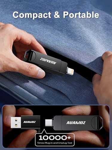 256 GB Rose Gold Flash Drive for i Phone & i Pad – Instant Storage Expansion, Plug & Play USB Memory Stick for Photos, Videos, and Backups – Compatible with Android & PC – Fast Transfer Speeds, No App Required, Ideal for Travel and Seamless Media Playback