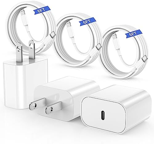 Ultra-Fast 20 W i Phone Charger with 10 ft USB C to Lightning Cable – Stylish Pink Fast Charging Block for i Phone 14 Pro Max, 13, 12, 11, XS, SE, i Pads & Air Pods – Unmatched Compatibility & Durability for On-the-Go Power