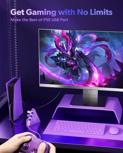 Maximize Your Device Connectivity with the Stylish Dark Purple USB C Hub Tower – 4-Port Splitter Adapter Featuring 2 FT Cable for Mac Book, i Mac, and Surface – High-Speed USB 3.0 Hub for Effortless Multi-Device Management and Enhanced Productivity