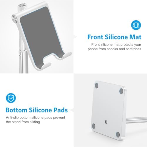 Cell Phone Stand, OMOTON Adjustable Angle Height Desk Phone Dock Holder for iPhone SE 2/11 / 11 Pro/XS Max/XR, Samsung Galaxy S20 / S10 / S9 / S8 and Other Phones (3.5-7.0-Inch), Rose Gold – Enhanced Compatibility and Speed