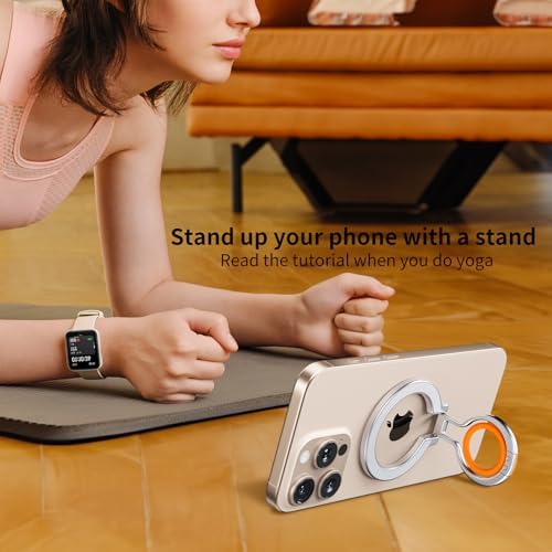 Mag Safe Universal Phone Grip & Kickstand for i Phone 12-16 Pro Max – Versatile Double-Sided Magnetic Holder for Secure Handling & Hands-Free Viewing in Gym, Kitchen & Beyond – Sleek Black Silicone Design for Stylish Convenience and Optimal Performance
