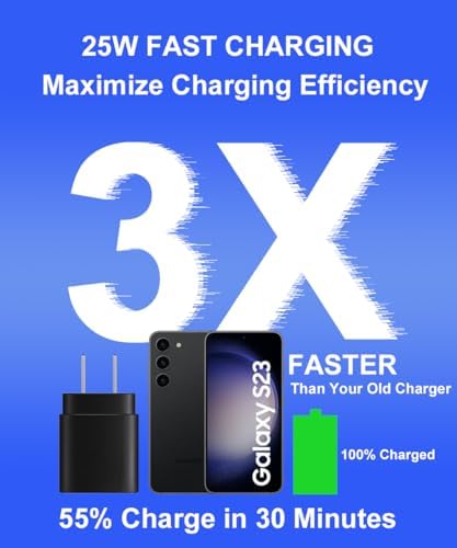 Samsung 25 W PD Super Fast USB-C Charger Block – Efficient Quick Charge Wall Adapter for Galaxy S Series, Z Fold, and Note Models – Compact and Safe Design for Ultimate Portability and Device Protection