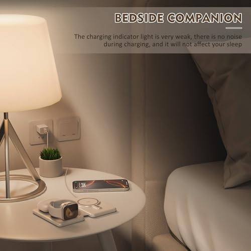 Revolutionize Your Charging Experience with the Ultimate 3-in-1 Wireless Charging Station for i Phone, Apple Watch, and Air Pods – Magnetic Foldable Design for Enhanced Portability and Fast Charging Compatibility with i Phone 16, 15, 14, 13, 12 Pro Max Plus – Effortlessly Streamline Your Tech Setup and Eliminate Cable Clutter – Durable and Stylish Solution for Home and Office Use