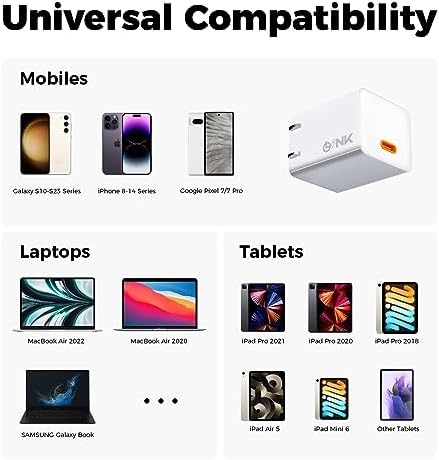 Ultra-Compact 30 W Ga N USB-C Fast Charger – Lightweight Foldable Power Adapter for i Phone 15/14/13 Pro Max, i Pad Pro/Air, Air Pods & Samsung Galaxy – Includes Quick Charge Cable for Ultimate Portability & Efficiency