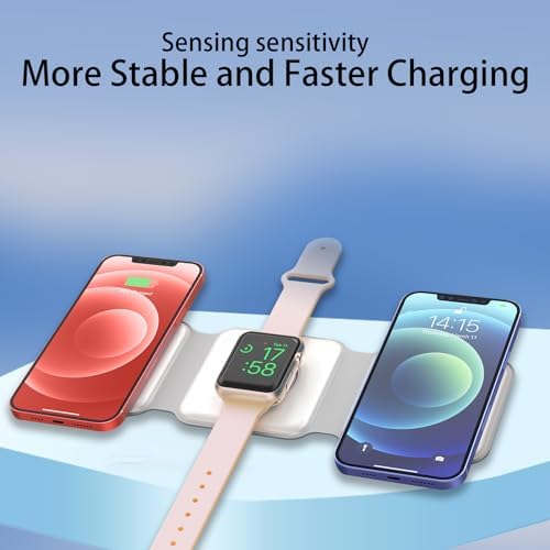 Ultimate 3-in-1 Magnetic Wireless Charging Station for Apple Devices – Du Bom Foldable Travel Pad for i Phone 15, 14, 13, 12 Pro Max Plus, Apple Watch & Air Pods – Fast, Portable & Sleek Design for On-the-Go Charging