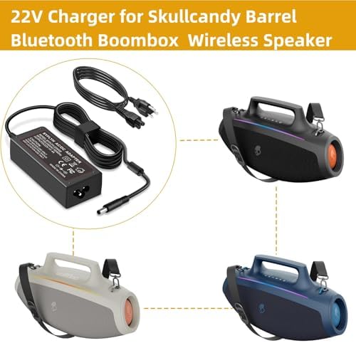 High-Performance 22 V Charger for Skullcandy Barrel Bluetooth Boombox XT – Essential AC Adapter for Uninterrupted Audio Bliss with Skullcandy Barrel 2 Models SKSK1849 RY72 A220320 M2 2 SKAC1890 B0 W2 – Quick Charge Power Cord for Portable Sound Enjoyment and Enhanced Listening Experience