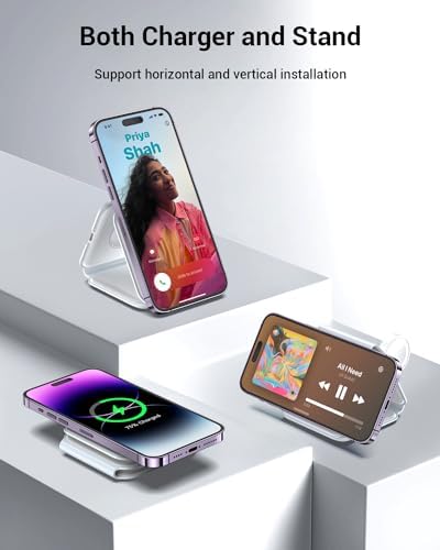 Ultimate 3-in-1 Magnetic Wireless Charging Station – Fast and Portable Mag-Safe Charger for i Phone 16/15/14/13/12 Series, Apple Watch & Air Pods with Adapter Included – Compact Design for Effortless Travel and Enhanced Device Compatibility