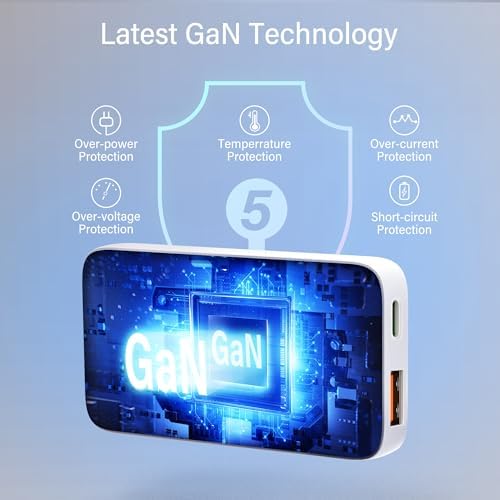 Compact Dual-Port 45 W USB C Power Adapter | Ultra-Slim Ga N Technology Fast Charger with 3.28 ft Cable for Laptops, Tablets, and Smartphones | PD 3.0 Compatible, Travel-Friendly, and Efficient Charging Solution for On-the-Go Users