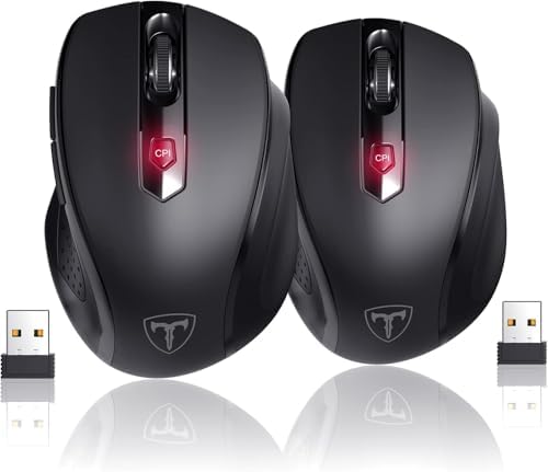 Elevate Your Workflow with the D-09 Wireless Mouse – Ergonomic USB Cordless Design, 5-Level 2400 DPI Precision, 16-Month Battery Life, Perfect for PC, Mac, and Chromebook Users – Convenient 2-Pack for Enhanced Productivity and Ultimate Comfort