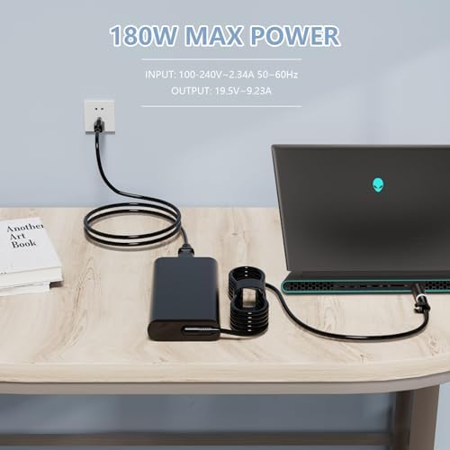 High-Performance 180 W Ga N Charger Adapter for Dell Precision 7680, 7670, 7770, 7780 – Ultra-Fast and Versatile AC Power Supply with 19.5 V 9.23 A Output – Compatible with Multiple Models Including 7510 to 7550 – Ideal for Professionals Seeking Reliable Power Solutions – Includes US Power Cable for Instant Use