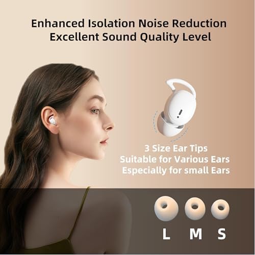 Ultra-Light M73 Sleep Earbuds for Side Sleepers – Ergonomic Noise-Cancelling Mini Earphones with 50-Hour Battery Life, Superior Call Clarity, and Elegant White Finish – Elevate Your Sleep with Comfort and Versatile Device Compatibility