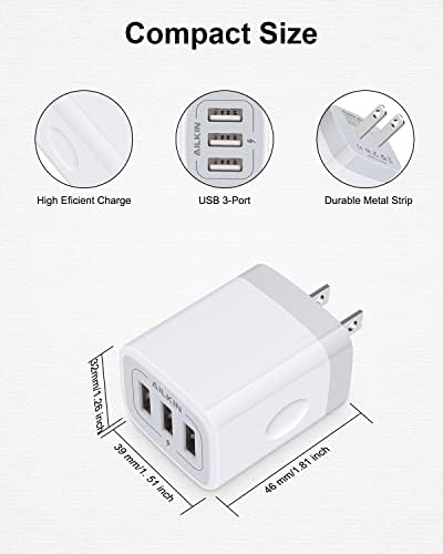 AILKIN 3.1 A Multi-Port USB Charging Cube – High-Speed Wall Charger for i Phone 15/14/13/12 Pro Max & Samsung Devices – Compact Power Adapter with 3 USB Ports for Simultaneous Fast Charging – Ideal for Home & Travel Use