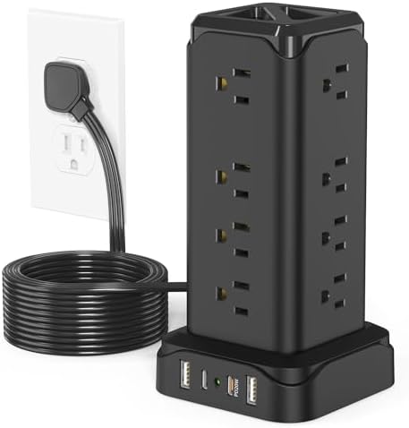 Ultimate PASSUS Surge Protection Power Strip – 6 FT Flat Extension Cord with 16 AC Outlets and 4 Fast-Charging USB Ports (2 USB-C) – Versatile Charging Station for Home, Office, and Dorm – Maximize Outlet Usage and Enhance Device Safety