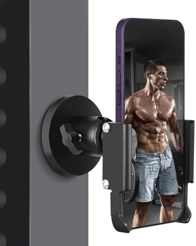 All-Metal Magnetic Gym Phone Holder – Ultimate Hands-Free Smartphone Mount for Effortless Workout Management on Gym Equipment and Metal Surfaces – Durable, Secure, and Universal Compatibility for All Smartphones – Elevate Your Fitness Routine with Easy Access to Music and Apps