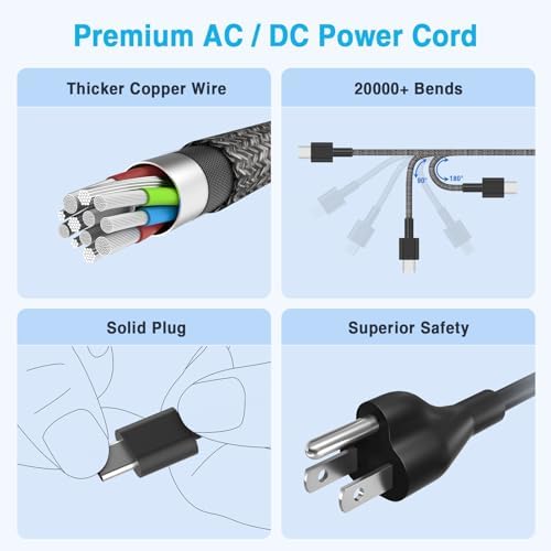 Premium 65 W USB-C Laptop Charger for HP Spectre, Envy & Elite Series – Ultra-Slim AC Adapter with 10 FT Braided Cable, Rapid Charge Technology, Enhanced Battery Longevity & Comprehensive Safety Features – Original Quality with 12-Month Warranty