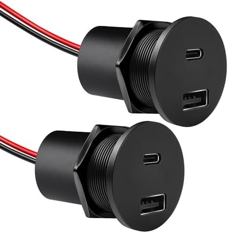 Acegoo High-Efficiency 12 V Dual Port USB Charger Socket – 30 W PD Type-C & 18 W QC3.0 Fast Charging Solution for RVs, Campers, Trucks, and Boats – Sleek Aluminum Design with Recessed Mount for Space-Saving Installation – Ultimate Power Delivery for All Your Devices