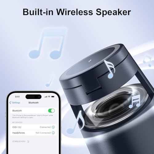 Transform Your Charging Routine with the Ultimate 3-in-1 Magnetic Wireless Charging Station – Seamlessly Power i Phone, Air Pods, and Apple Watch, Featuring Built-in Bluetooth Speaker and Soft Night Light, Foldable Design for Effortless Portability, 20 W Fast Charging Adapter Included for Enhanced Performance
