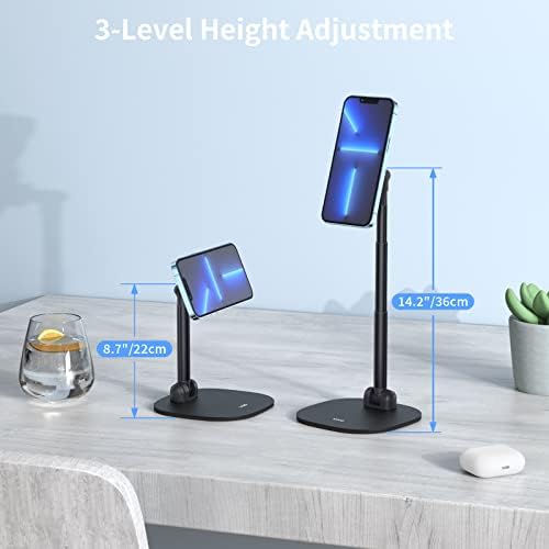 VRIG Magnetic Desk Phone Stand for Office/Home, 360°Rotation Wireless Charger Phone Holder with Magnetic Ring Height&Tilt, Adjustable Cell Phone Stand for iPhone 16 15 14 13 12 and More/Android – Enhanced Compatibility and Speed