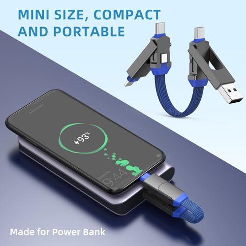 Multi Keychain Charging Cable Travel Portable Charger Cable Magnetic 4 in 1 USB C Cable Compatible with IP 15/15 Pro/ 15 Plus/ 15 Pro Max/MacBook/Galaxy (Lava Black) – Enhanced Compatibility and Speed