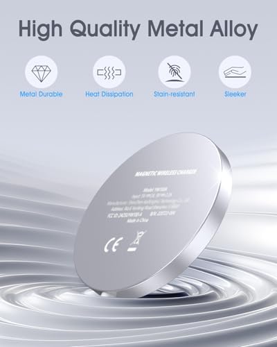 Magnetic Wireless Charger Duo for Apple Devices – 15 W Fast Charging Pad for i Phone 12-16 Pro Max, mini & Air Pods 2/3/4/Pro – Secure Magnetic Connection, Sleek Silver Finish for Modern Tech Aesthetics – Optimal Compatibility & Effortless Charging Experience
