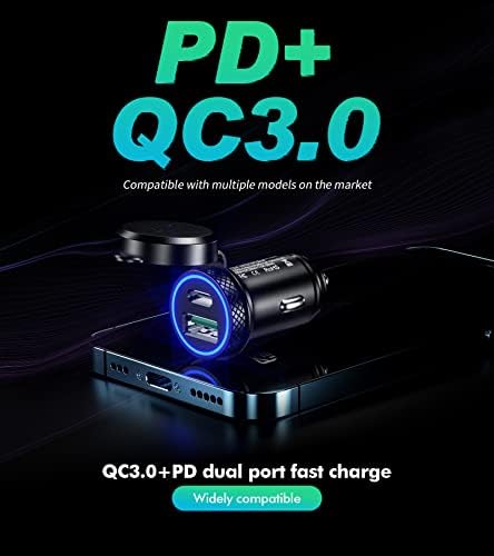 KEWIG Super Mini 60 W USB C Car Charger – Dual Port QC3.0 & PD Fast Charging Adapter for Smartphones, Tablets, and Laptops – Compact Cigarette Lighter Fast Charger with Safety Features for On-the-Go Power