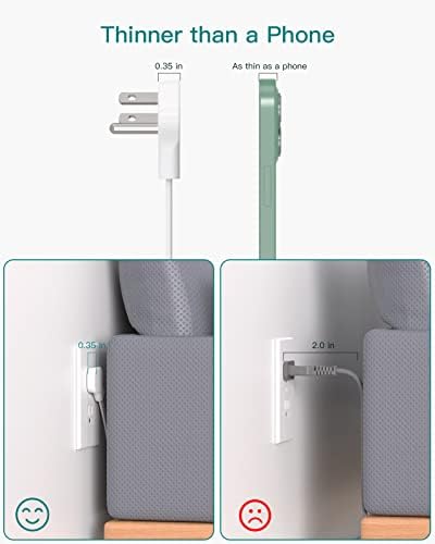 Ultra-Thin Flat Plug Power Strip with 12 AC Outlets – Addtam 5-Ft Surge Protector for Desk and Wall Mount – Multi-Device Charging Station for Home and Office – 1050 Joules Protection, Space-Saving Design for Tidy Workspaces and Enhanced Connectivity