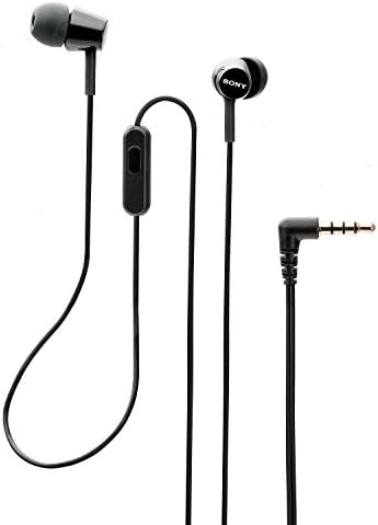 Sony MDREX155 AP Wired In-Ear Earbuds with Integrated Microphone – Lightweight Design for Ultimate Comfort and Versatility in Black, Perfect for Music and Phone Calls, Enhanced Neodymium Drivers for Rich Sound Quality