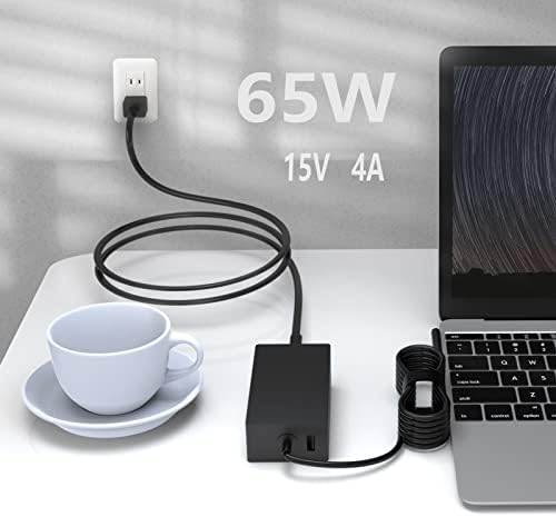 Premium 65 W Charger for Microsoft Surface Pro 3, 4, 5, 6 & X – High-Speed Universal Laptop Adapter with USB 2.0 Connectivity – Compact, Lightweight Design for Travel, Home & Office – Advanced Safety Features Including Overcurrent & Overvoltage Protection – Reliable Power Replacement for Enhanced Device Compatibility