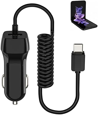 Ultimate Car Phone Charger for Samsung Galaxy Z Flip & Fold Series – Dual USB Port, Fast Charging Coiled Cable for Seamless Connectivity on the Go – Compatible with Galaxy Z Flip 6, Flip 5, Flip 4, Flip 3, Fold 6, Fold 5, Fold 4, Fold 3 & Fold 2 – Designed for Maximum Durability and Convenience – Charge Multiple Devices Effortlessly