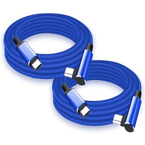 Maximize Your Charging Efficiency with the 26 FT Right Angle USB C to USB C Fast Charging Cable – 60 W Power Delivery, Durable Nylon Braided Construction, Ideal for Apple i Phone 15, Samsung Galaxy S24/S23/S22/A15, Google Pixel 5/4 XL, One Plus 8 T, and PS5 – Perfect for Home, Office, or Travel Use
