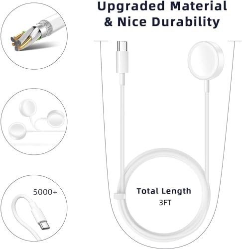 Revolutionize Your Charging Routine with the Enhanced 2-Pack USB-C Magnetic Apple Watch Charger – Fast Charging Cable for Ultra 2, SE (2 nd Gen), Series 10-3 FT Length, Effortless Compatibility with All Models – Durable, Reliable, and Perfect for On-the-Go Power Needs