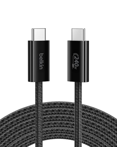 Belkin USB C to USB C Cable 2-Pack – 6.6 ft High-Speed Charging Solution for i Phone 16, Galaxy S25, Mac Book, and More – Durable Braided Design with 240 W Power Delivery for Ultimate Performance – Flexible and Stylish Charging Cords for Home, Office, and Travel