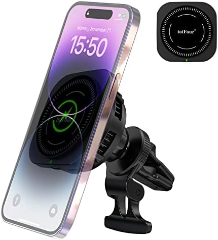 Revolutionary Mag Safe Car Charger with Integrated Cooling Fan – 15 W Fast Wireless Charging Mount for i Phone 16/15/14 Pro Max & Samsung Galaxy S25/S24 Ultra, Magnetic Air Vent Holder for Safe and Efficient Charging on the Go