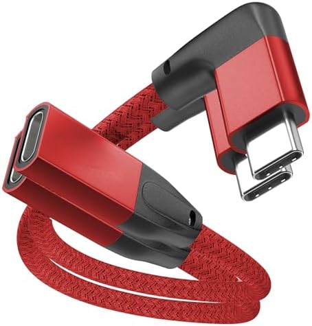 Effortlessly Enhance Your Connectivity with Use Bean 0.6 FT Right Angle USB C Extension Cable 2-Pack – 90-Degree Gen2 20 Gbps Fast Data Transfer for i Phone 16/15, Mac Book, i Pad Pro/Air, Galaxy S25/S24 – Perfect for Tight Spaces and Seamless Charging Solutions