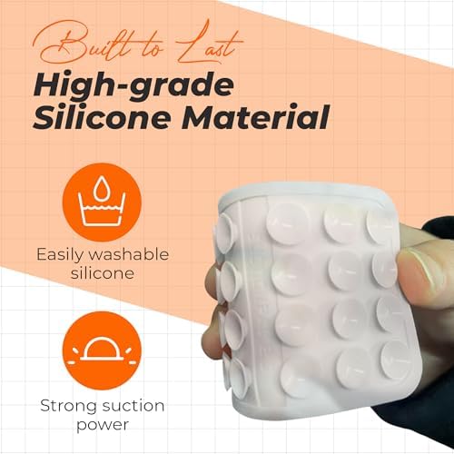 Maximize Your Mobile Creativity: 2-Pack Sticky Silicone Suction Phone Grip with 24 Powerful Suction Cups for Secure Hands-Free Selfies and Videos – Compatible with i Phone, Samsung, and Android – Durable Black Accessory for Ultimate Versatility and Convenience