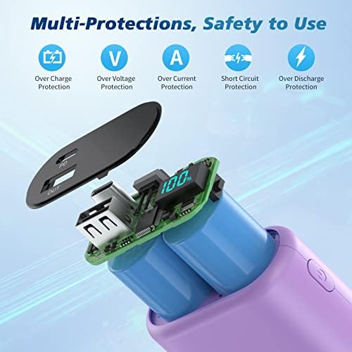 Compact 10800 m Ah Portable Charger with Built-in USB-C Cable – Fast PD 3 A Power Bank for Samsung Galaxy S22/S21, Note, Moto, and LG – LCD Display for Real-Time Battery Monitoring – Ultimate Solution for Mobile Charging Needs